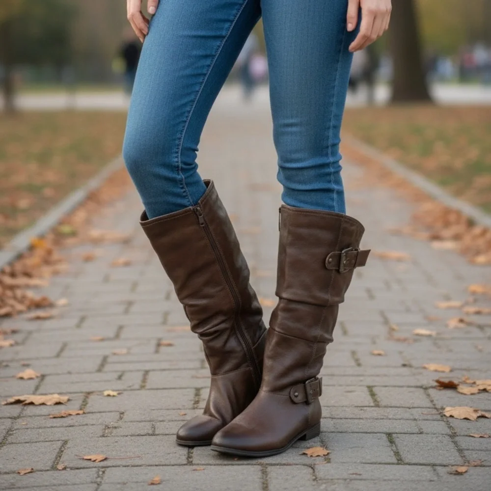 ALDO VINTAGE Brown Leather Riding Boots Dark Academia Equestrian Size 7 - Picture 2 of 11